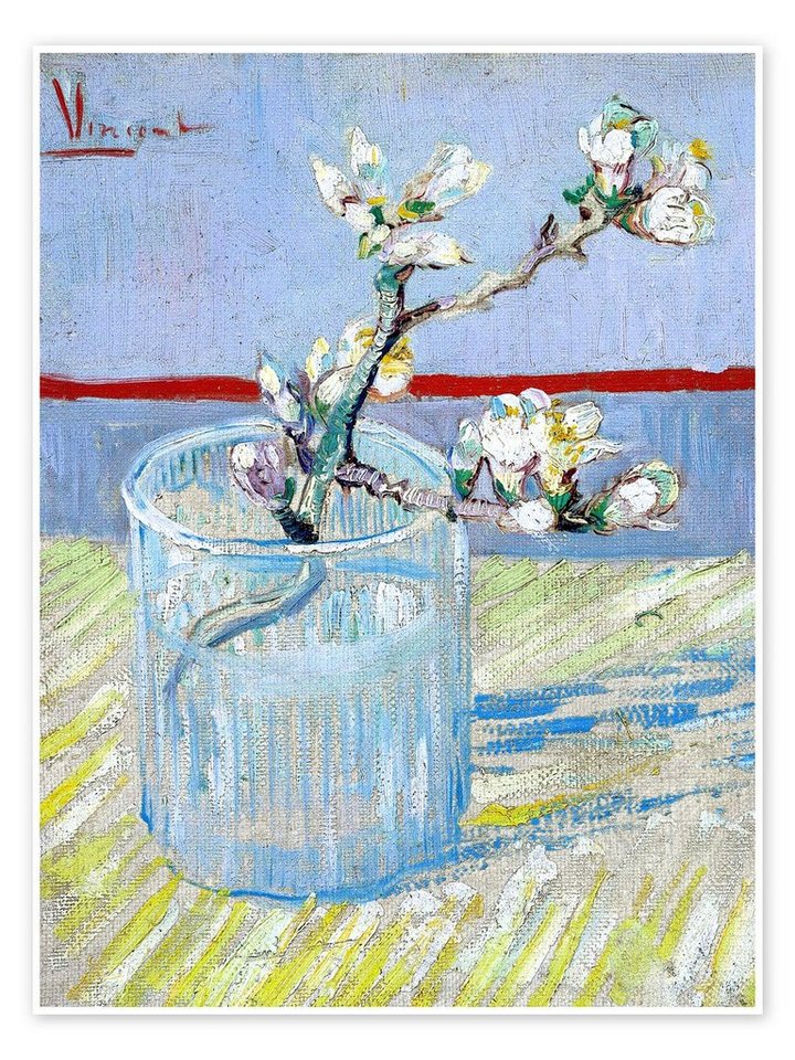 Posterlounge Poster Vincent van Gogh, Blühender Mandelbaumzweig in einem Glas, Wohnzimmer Malerei von Posterlounge
