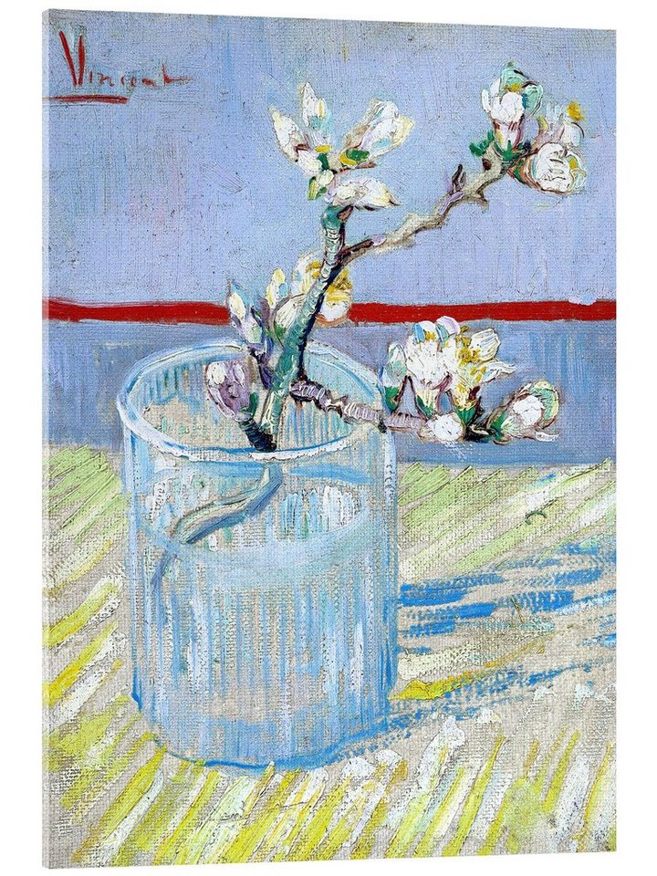 Posterlounge Poster Vincent van Gogh, Blühender Mandelbaumzweig in einem Glas, Wohnzimmer Malerei von Posterlounge