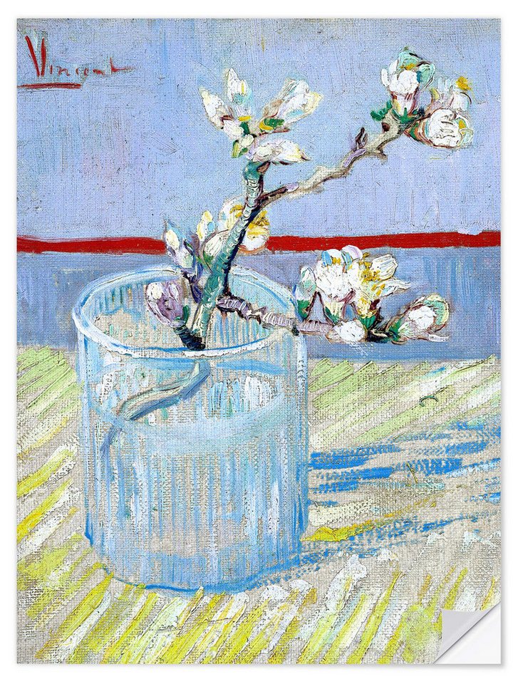 Posterlounge Poster Vincent van Gogh, Blühender Mandelbaumzweig in einem Glas, Wohnzimmer Malerei von Posterlounge