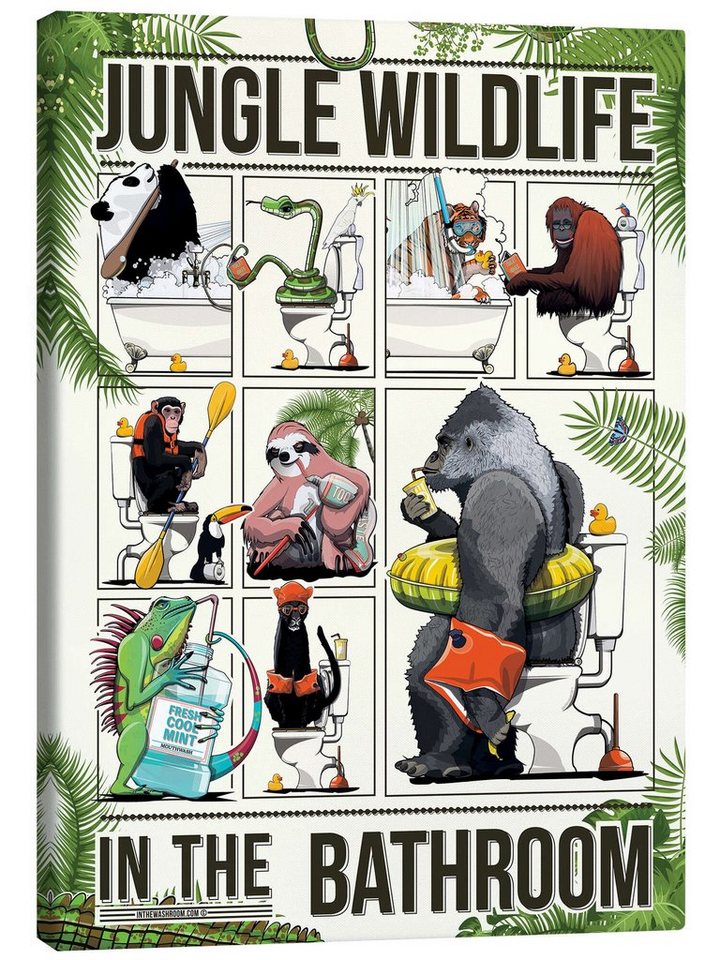 Posterlounge Poster Wyatt9, Dschungeltiere im Badezimmer, Kinderzimmer Illustration Posterlounge Poster Wyatt9, Dschungeltiere im Badezimmer, Kinderzimmer Illustration von Posterlounge