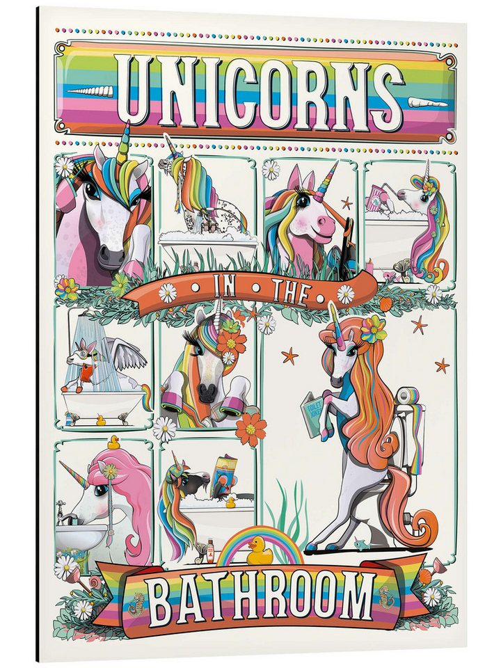Posterlounge Poster Wyatt9, Einhörner im Badezimmer, Wohnzimmer Illustration Posterlounge Poster Wyatt9, Einhörner im Badezimmer, Wohnzimmer Illustration von Posterlounge