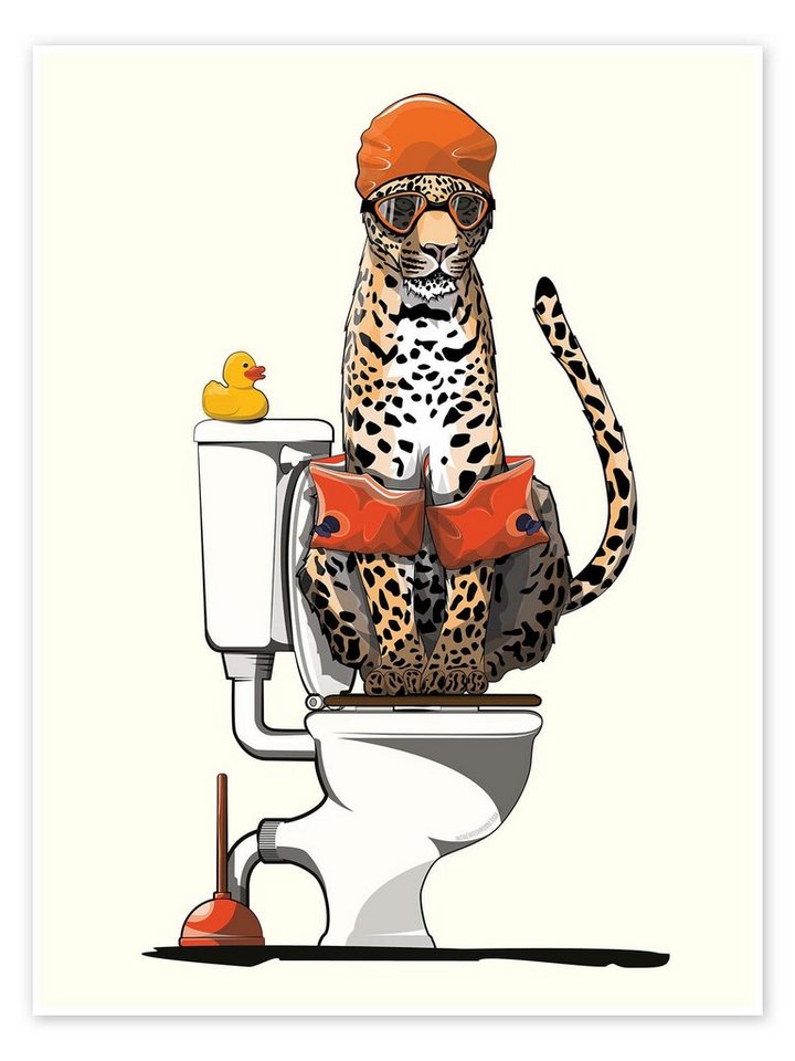 Posterlounge Poster Wyatt9, Leopard auf der Toilette, Badezimmer Illustration Posterlounge Poster Wyatt9, Leopard auf der Toilette, Badezimmer Illustration von Posterlounge