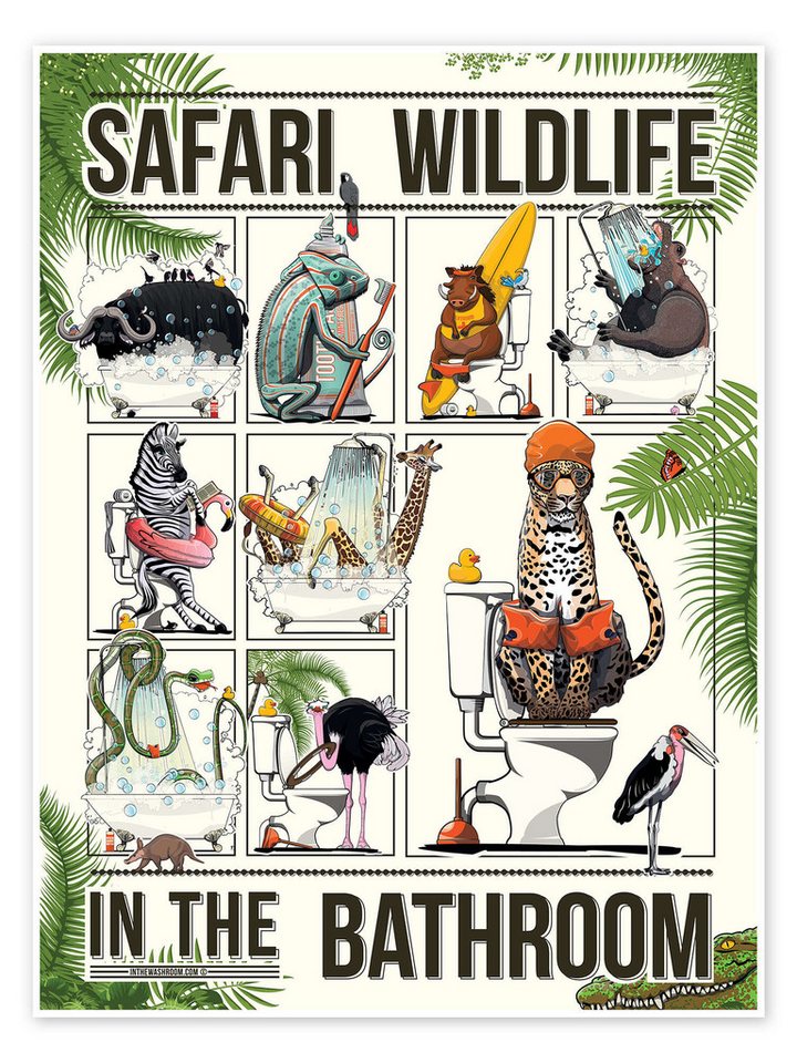 Posterlounge Poster Wyatt9, Safaritiere im Badezimmer, Kindergarten Kindermotive Posterlounge Poster Wyatt9, Safaritiere im Badezimmer, Kindergarten Kindermotive von Posterlounge