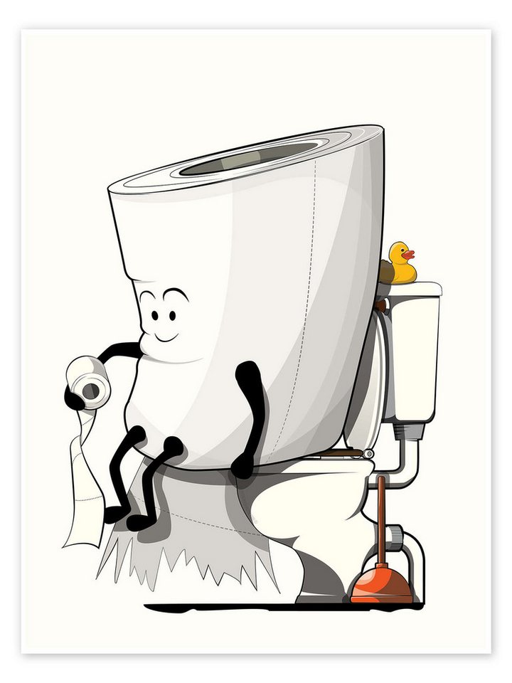 Posterlounge Poster Wyatt9, Toilettenpapierrolle auf der Toilette, Badezimmer Illustration Posterlounge Poster Wyatt9, Toilettenpapierrolle auf der Toilette, Badezimmer Illustration von Posterlounge