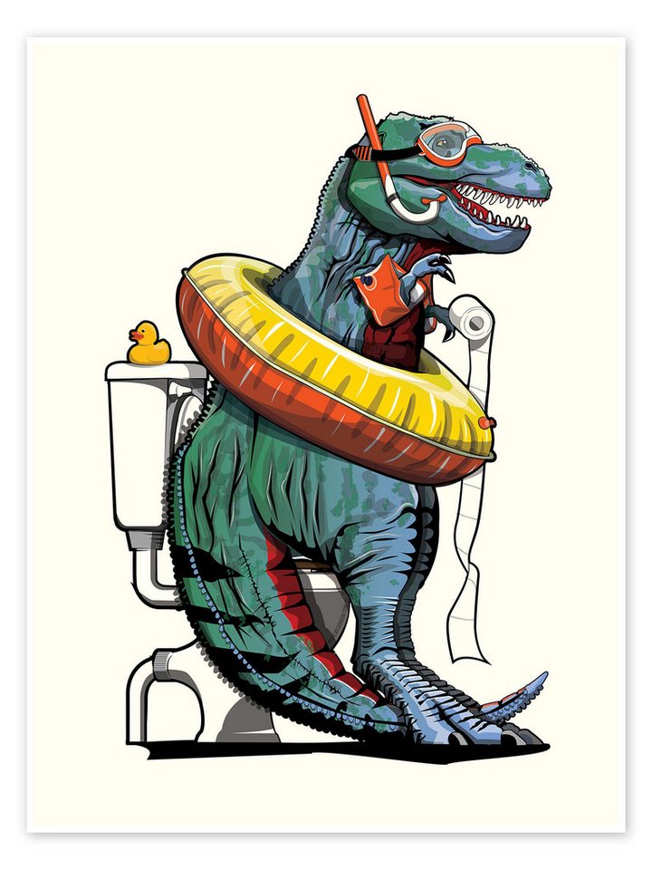 Posterlounge Poster Wyatt9, Tyrannosaurus auf der Toilette, Badezimmer Illustration Posterlounge Poster Wyatt9, Tyrannosaurus auf der Toilette, Badezimmer Illustration von Posterlounge