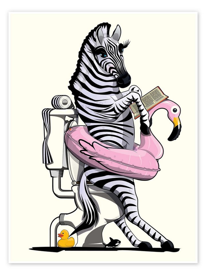 Posterlounge Poster Wyatt9, Zebra auf der Toilette, Badezimmer Illustration Posterlounge Poster Wyatt9, Zebra auf der Toilette, Badezimmer Illustration von Posterlounge