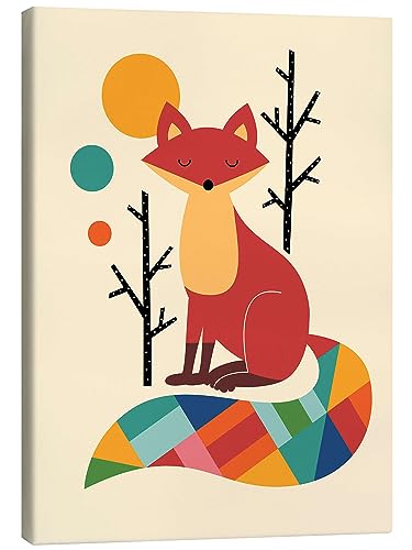 Posterlounge Regenbogenfuchs Leinwandbild von Andy Westface Wandbilder für jeden Raum 50 x 70 cm Orange Tiere Wanddeko von Posterlounge