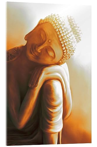 Posterlounge Ruhender Buddha V Acrylglasbild von Christine Ganz 40 x 60 cm Orange Reisen Wanddeko von Posterlounge