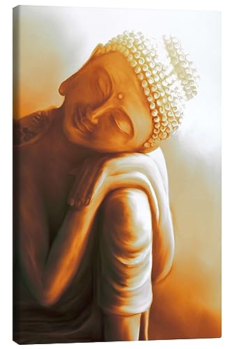 Posterlounge Ruhender Buddha V Leinwandbild von Christine Ganz 40 x 60 cm Orange Reisen Wanddeko von Posterlounge