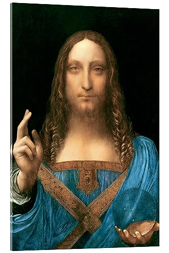 Posterlounge Salvator Mundi Acrylglasbild von Leonardo da Vinci 20 x 30 cm Blau Renaissance Wanddeko von Posterlounge