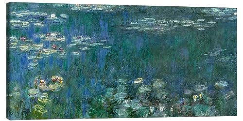 Posterlounge Seerosen, grüne Reflexionen 1 Leinwandbild von Claude Monet Wandbilder für jeden Raum 100 x 50 cm Grün Impressionismus Wanddeko von Posterlounge