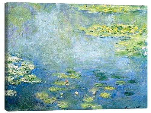 Posterlounge Seerosenteich I Leinwandbild von Claude Monet 70 x 50 cm Blau Impressionismus Wanddeko von Posterlounge