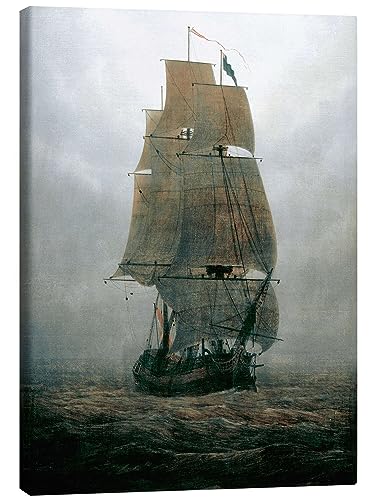 Posterlounge Segelschiff im Nebel Leinwandbild von Caspar David Friedrich Wandbilder für jeden Raum 50 x 70 cm Romantik Wanddeko von Posterlounge