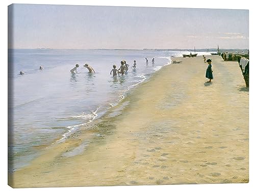 Posterlounge Sommertag am Südstrand von Skagen Leinwandbild von Peder Severin Krøyer Wandbilder für jeden Raum 70 x 50 cm Beige Impressionismus Wanddeko von Posterlounge