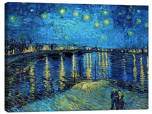 Posterlounge Sternennacht über der Rhône Leinwandbild von Vincent van Gogh 90 x 70 cm Blau Impressionismus Wanddeko von Posterlounge