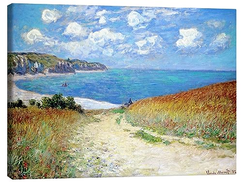 Posterlounge Strandweg durch den Weizen bei Pourville Leinwandbild von Claude Monet Wandbilder für jeden Raum 70 x 50 cm Türkis Impressionismus Wanddeko von Posterlounge