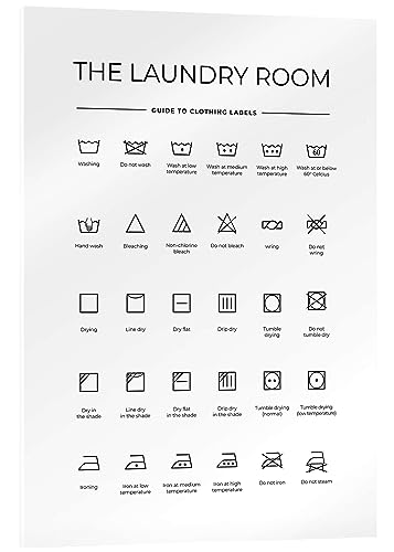 Posterlounge The Laundry Room - Waschsymbole (englisch) Acrylglasbild von Typobox Wandbilder für jeden Raum 30 x 40 cm Schwarz-Weiß Sprüche & Zitate Wanddeko von Posterlounge