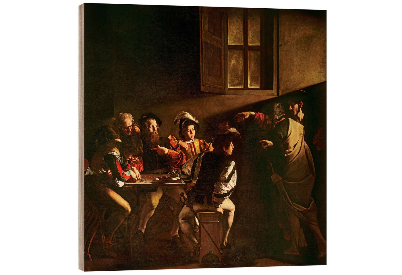 Posterlounge Wandbild Die Berufung des Matthäus, Michelangelo Merisi (Caravaggio), erhältlich als Poster, Leinwandbild, Wandsticker oder Acrylglasbild von Posterlounge