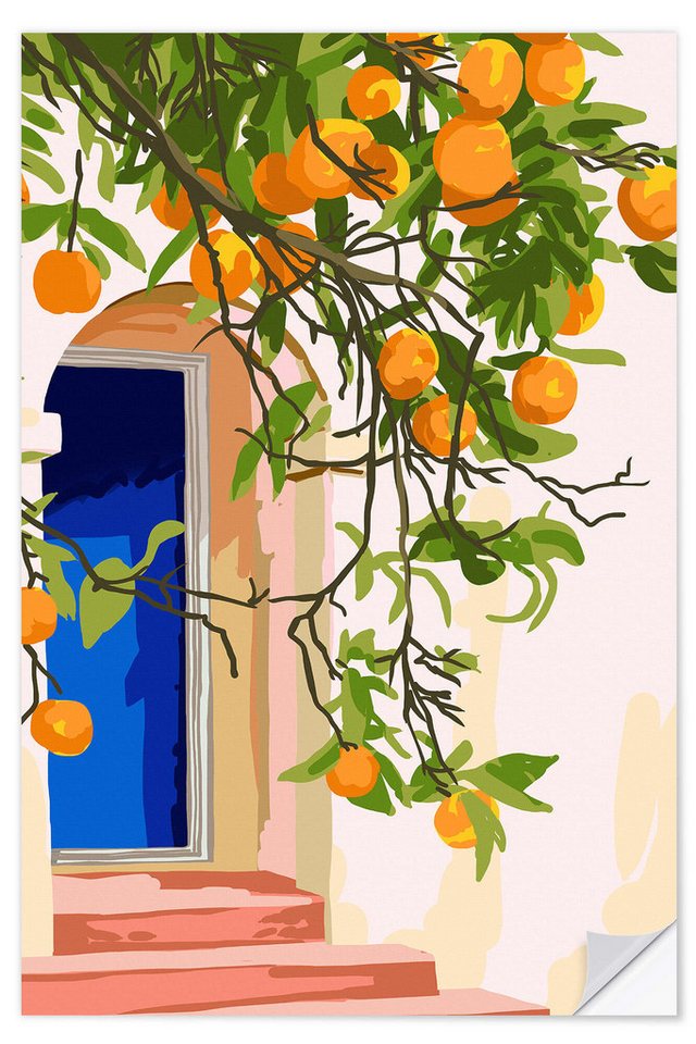 Posterlounge Wandfolie 83 Oranges, Der Orangenbaum vor der Tür, Digitale Kunst von Posterlounge