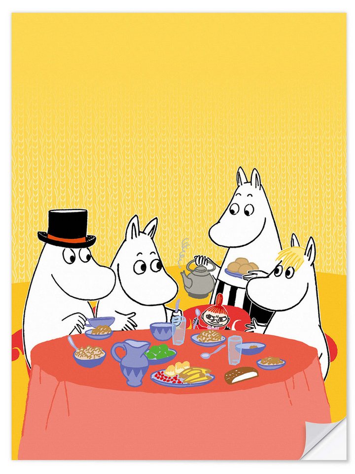Posterlounge Wandfolie Moomin, Mumins am Tisch, Kindergarten Illustration Posterlounge Wandfolie Moomin, Mumins am Tisch, Kindergarten Illustration von Posterlounge