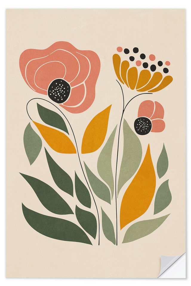 Posterlounge Wandfolie Olga Telnova, Pink Orange Floral, Wohnzimmer Boho Grafikdesign Posterlounge Wandfolie Olga Telnova, Pink Orange Floral, Wohnzimmer Boho Grafikdesign von Posterlounge