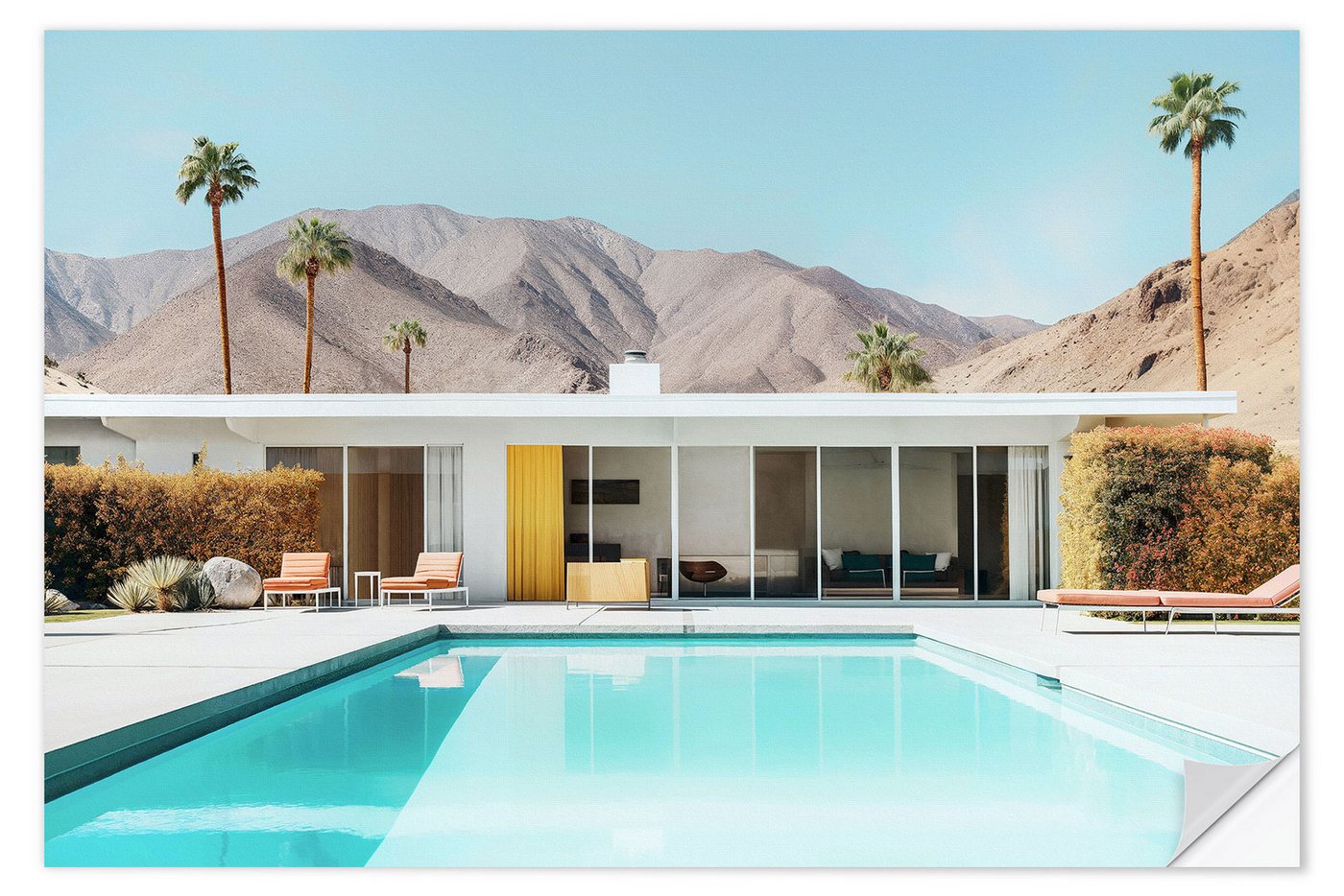 Posterlounge Wandfolie Philippe HUGONNARD, California Dreaming - Palm Springs Pool in der Wüste von Posterlounge