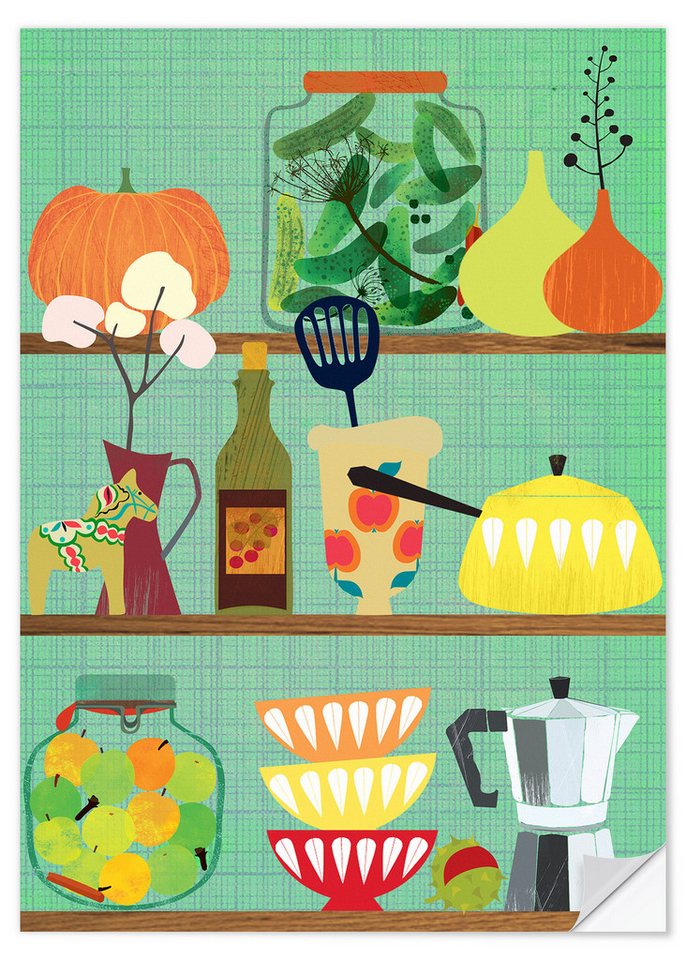 Posterlounge Wandfolie Taika Tori, Küchenregal II, Küche Illustration von Posterlounge