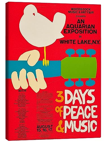 Posterlounge Woodstock Festival Leinwandbild von Vintage Entertainment Collection 60 x 80 cm Rot Retro Wanddeko von Posterlounge