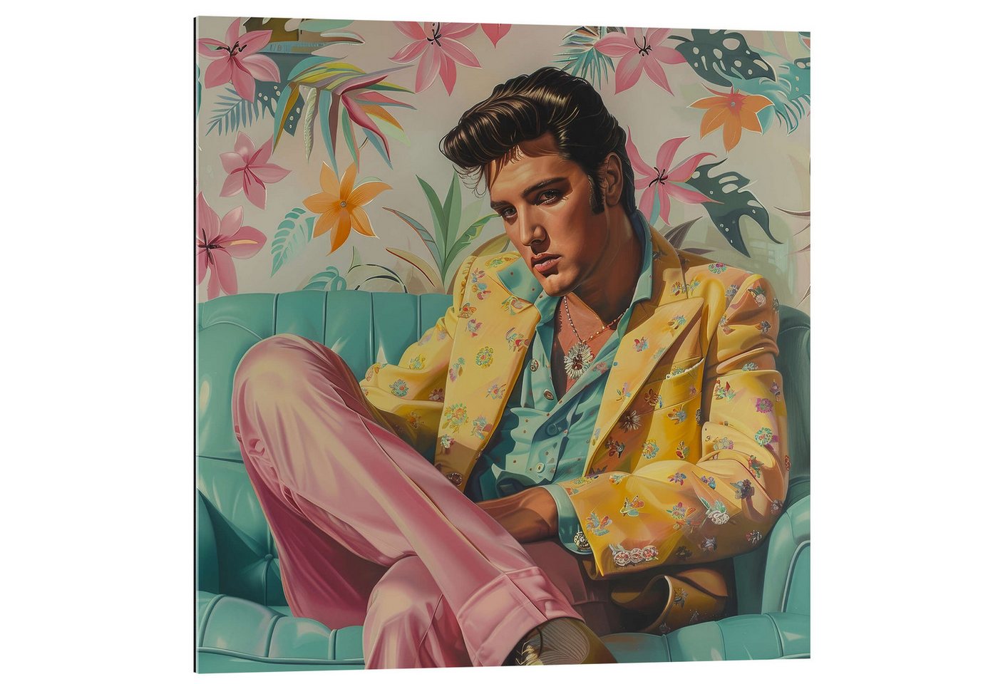 Posterlounge XXL-Wandbild DejaReve, Elvis auf Retro-Sofa, Wohnzimmer Modern Digitale Kunst Posterlounge XXL-Wandbild DejaReve, Elvis auf Retro-Sofa, Wohnzimmer Modern Digitale Kunst von Posterlounge