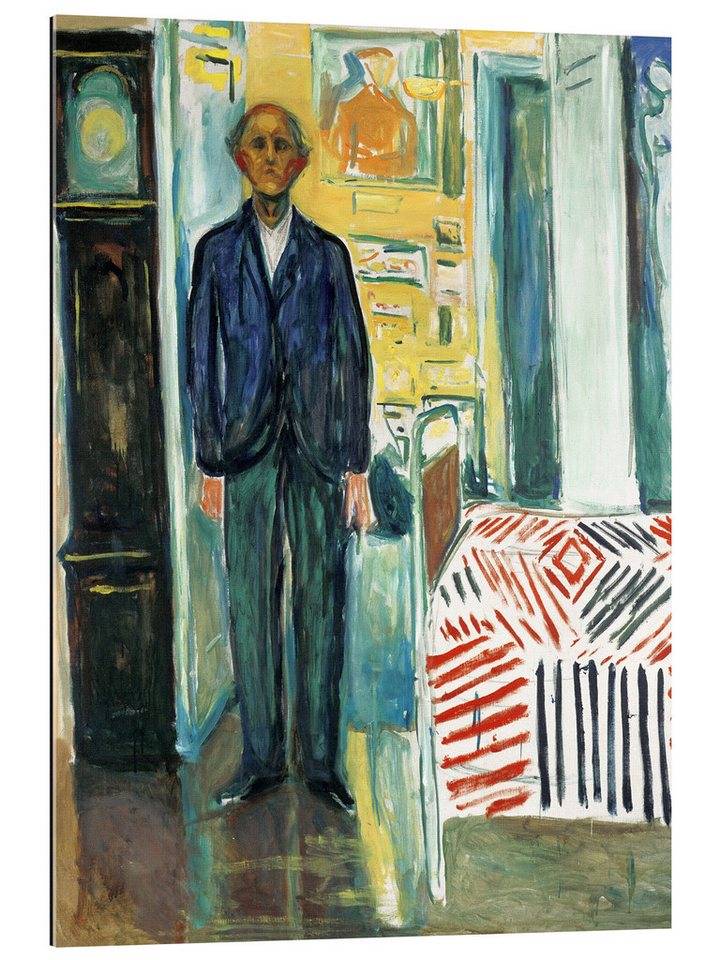 Posterlounge XXL-Wandbild Edvard Munch, Selbstbildnis zwischen Uhr und Bett, Malerei von Posterlounge