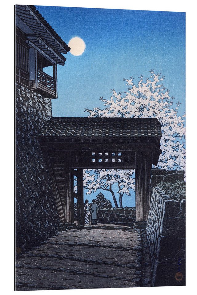 Posterlounge XXL-Wandbild Kawase Hasui, Leuchtender Mond auf Schloss Matsuyama, Malerei von Posterlounge