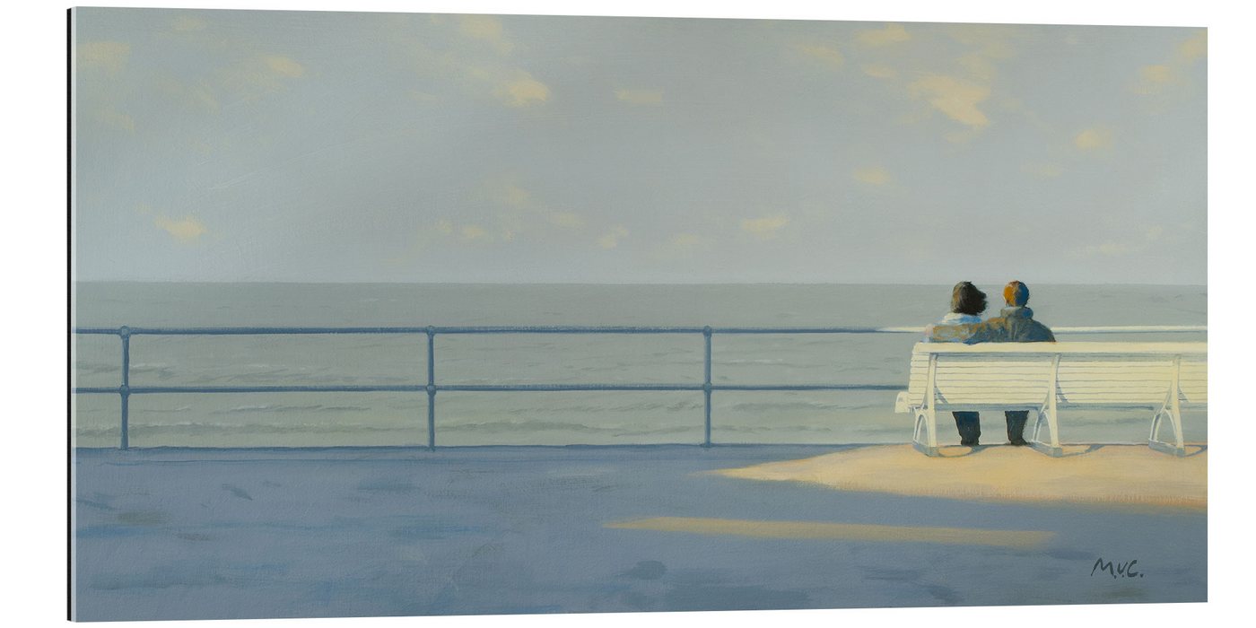 Posterlounge XXL-Wandbild Mark van Crombrugge, Bank am Meer, Wohnzimmer Maritim Malerei von Posterlounge