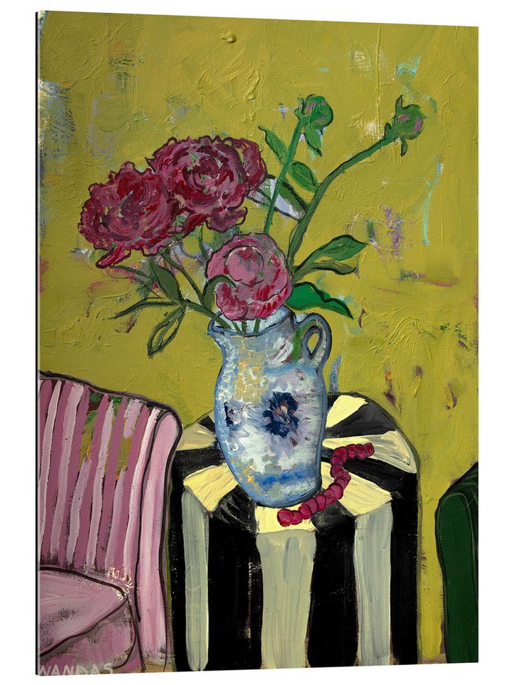 Posterlounge XXL-Wandbild Nanda Schwarz, Blumen auf dem Tisch, Wohnzimmer Modern Malerei von Posterlounge