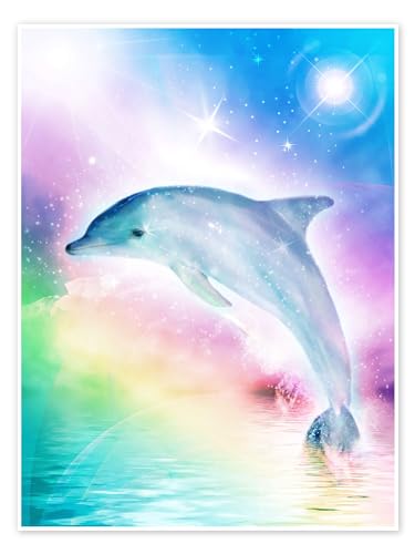 Regenbogen-Delfin Poster von Dolphins DreamDesign Wandbilder für jeden Raum 50 x 70 cm Bunt Fantasy Wanddeko von Posterlounge