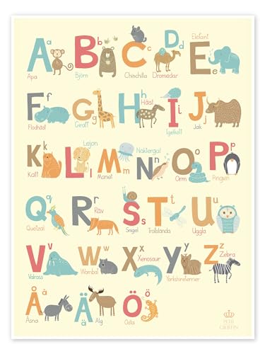 Retro ABC (Schwedisch) Poster von Petit Griffin 50 x 70 cm Geschenkideen Wanddeko von Posterlounge