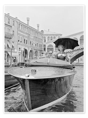 Schauspielerin Sophia Loren in Venedig 1955 Poster 30 x 40 cm Schwarz-Weiß Wandbilder Wanddeko von Posterlounge