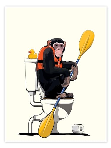 Schimpanse auf der Toilette Poster von Wyatt9 Wandbilder für jeden Raum 60 x 80 cm Lustiges Wanddeko von Posterlounge