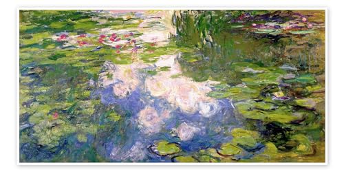 Seerosenteich Poster von Claude Monet 160 x 80 cm Grün Impressionismus Wanddeko von Posterlounge