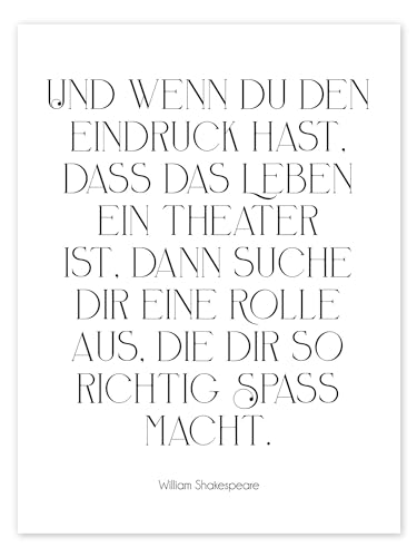 Shakespeare Zitat - Theater Poster von Typobox 50 x 70 cm Schwarz-Weiß Wandbilder Wanddeko von Posterlounge