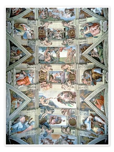 Sixtinische Kapelle – Decke und Lünetten Poster von Michelangelo 100 x 130 cm Renaissance Wanddeko von Posterlounge