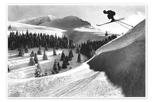 Skispringer in Schneelandschaft mit Bäumen Poster von Vintage Ski Collection 30 x 20 cm Schwarz-Weiß Wandbilder Wanddeko Skispringer in Schneelandschaft mit Bäumen Poster von Vintage Ski Collection 30 x 20 cm Schwarz-Weiß Wandbilder Wanddeko von Posterlounge