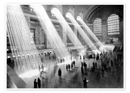 Sonnenstrahlen in der Grand Central Station Poster 40 x 30 cm Schwarz-Weiß Nostalgie Wanddeko von Posterlounge