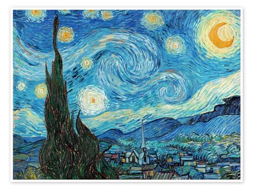 Sternennacht, 1889 Poster von Vincent van Gogh 70 x 50 cm Blau Impressionismus Wanddeko von Posterlounge