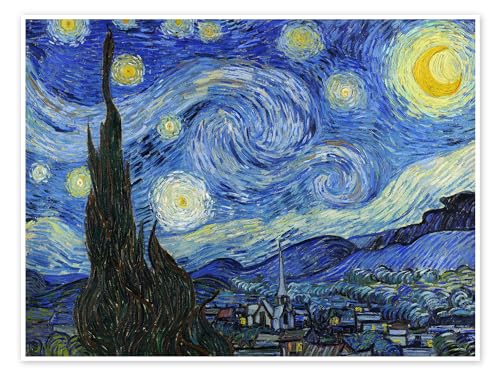 Sternennacht Poster von Vincent van Gogh Wandbilder für jeden Raum 130 x 100 cm Blau Impressionismus Wanddeko von Posterlounge