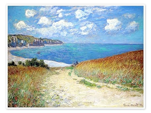 Strandweg durch den Weizen bei Pourville Poster von Claude Monet 80 x 60 cm Türkis Impressionismus Wanddeko von Posterlounge