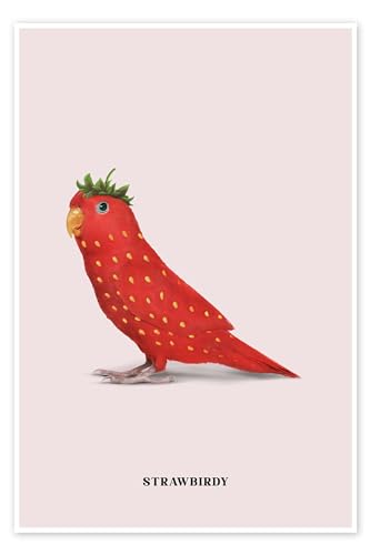 Strawbirdy Poster von Jonas Loose 60 x 90 cm Collage Wanddeko von Posterlounge