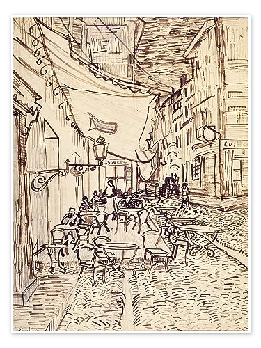 Studie für Caféterrasse am Abend Poster von Vincent van Gogh 30 x 40 cm Beige Zeichnung & Skizze Wanddeko von Posterlounge