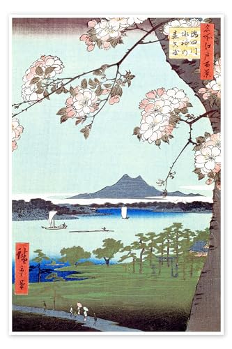 Suijin Schrein und Massaki am Fluß Sumida Poster von Utagawa Hiroshige 20 x 30 cm Türkis Asiatische Kunst Wanddeko von Posterlounge