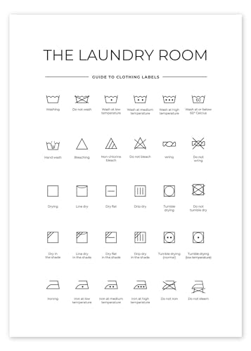 The Laundry Room - Waschsymbole (englisch) Poster von Typobox Wandbilder für jeden Raum 50 x 70 cm Schwarz-Weiß Sprüche & Zitate Wanddeko von Posterlounge