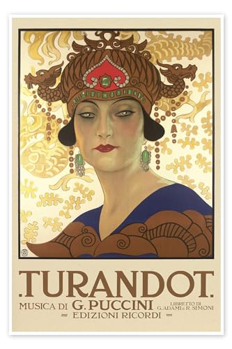 Turandot (Italienisch) Poster von Leopoldo Metlicovitz 20 x 30 cm Braun Jugendstil Wanddeko von Posterlounge